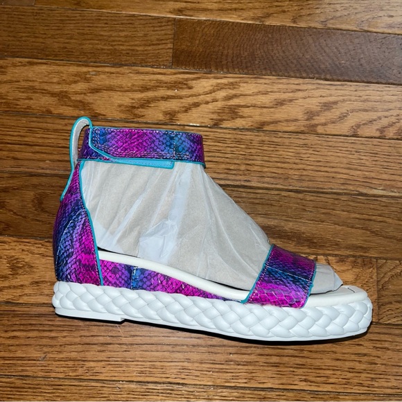 Franco Sarto Tiana Leather Ankle Strap Sandals Fuchsia & Blue Women’s Size 7 - Picture 4 of 11